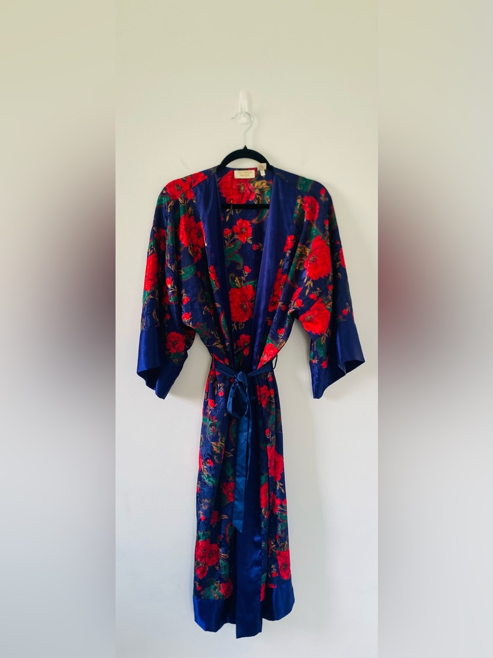 Vintage Rare Victoria's Secret Gold Label Satin Floral Kimono Robe - Size SP EUC